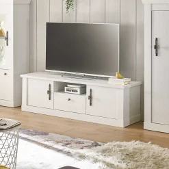 Wohnen TV Lowboard in weißer Holzoptik Pinie - Liancos