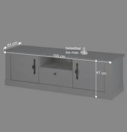 Wohnen TV Lowboard in weißer Holzoptik Pinie - Liancos