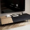 Wohnen TV Lowboard in Wildeiche Optik & Schwarz - Camplona