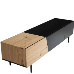 Wohnen TV Lowboard in Wildeiche Optik & Schwarz - Camplona