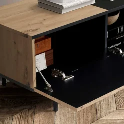 Wohnen TV Lowboard in Wildeiche Optik & Schwarz - Camplona