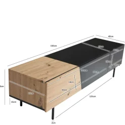 Wohnen TV Lowboard in Wildeiche Optik & Schwarz - Camplona