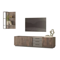 Wohnen TV Lowboard und Wandregal Set - Mundo (zweiteilig)