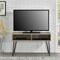 Wohnen TV Regal in Eiche Holzoptik & Schwarz - Esberg