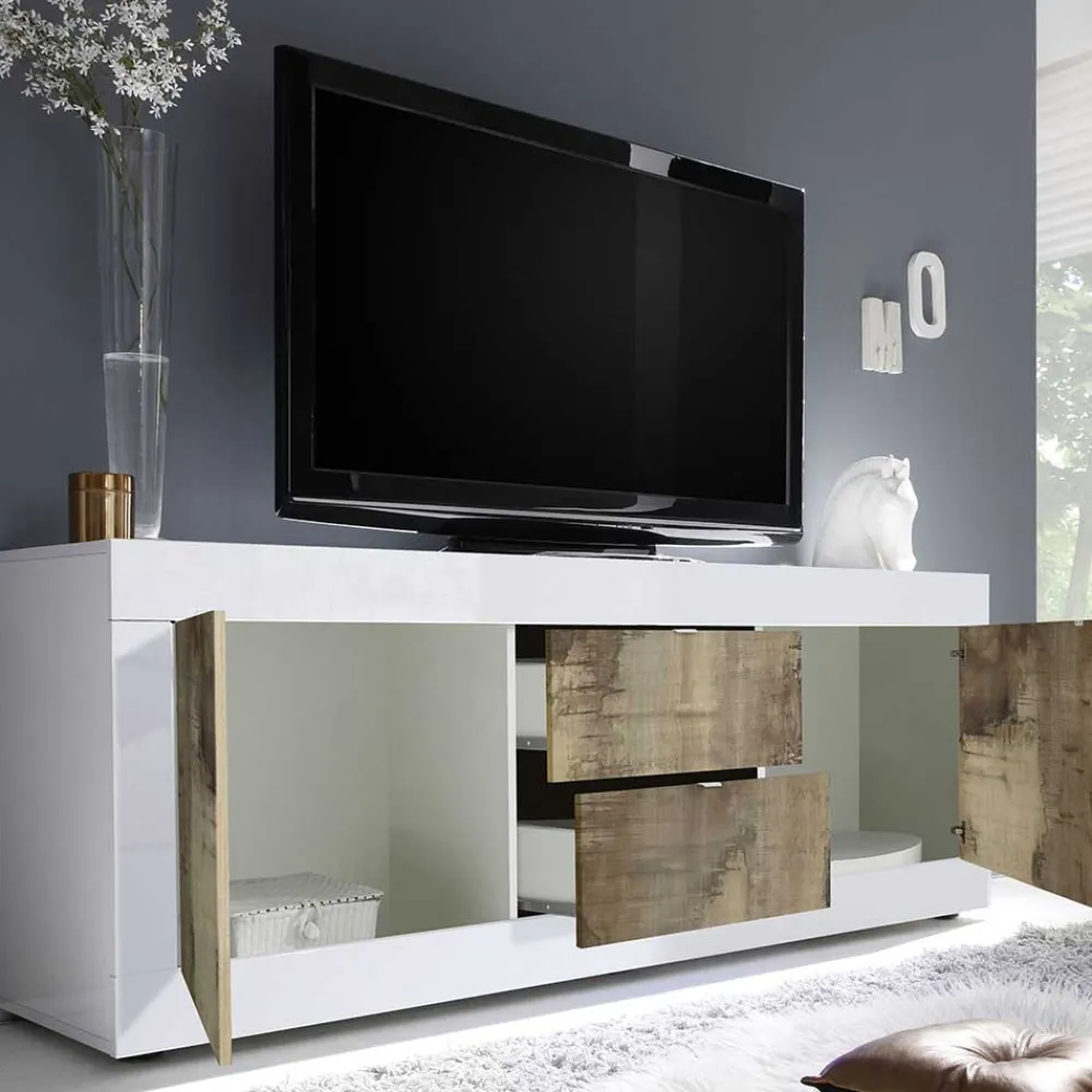 Wohnen TV Schrank in Holz verwittert - Olvenion