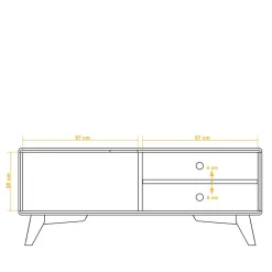 Wohnen TV Tisch mit Tür & Fächern aus Kernbuche - Junola