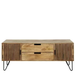 Wohnen TV Unterschrank aus Mangoholz in Sandfarben - Baina