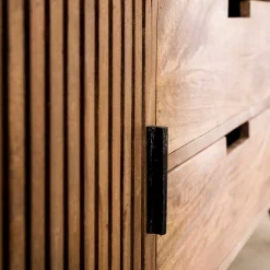 Wohnen TV Unterschrank aus Mangoholz in Sandfarben - Baina