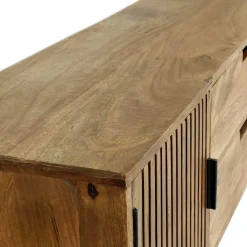 Wohnen TV Unterschrank aus Mangoholz in Sandfarben - Baina