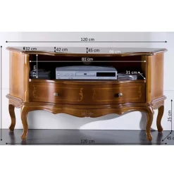 Wohnen Barock Möbel|Tv & Hifi-Möbel*TV Unterschrank im Barock Stil Dentro Nussbaumfarben