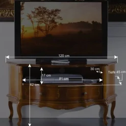 Wohnen Barock Möbel|Tv & Hifi-Möbel*TV Unterschrank im Barock Stil Dentro Nussbaumfarben