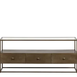 Wohnen Loft Möbel|Industrial Möbel*TV Unterschrank in Altmessing Metall - Liviano