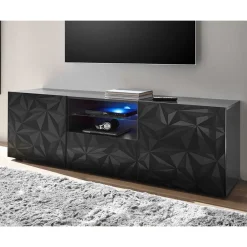 Wohnen TV Unterschrank in Anthrazit Hochglanz - Kuriasna