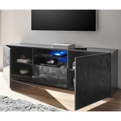 Wohnen TV Unterschrank in Anthrazit Hochglanz - Kuriasna