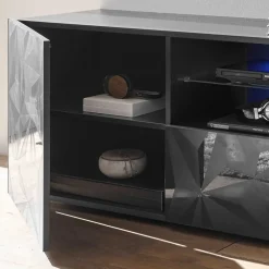 Wohnen TV Unterschrank in Anthrazit Hochglanz - Kuriasna