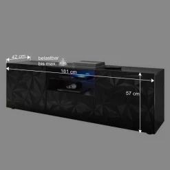 Wohnen TV Unterschrank in Anthrazit Hochglanz - Kuriasna