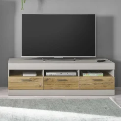 Wohnen Tv & Hifi-Möbel|Tv & Hifi-Möbel*TV Unterschrank in Hellgrau & Zinneiche NB - Lioscas