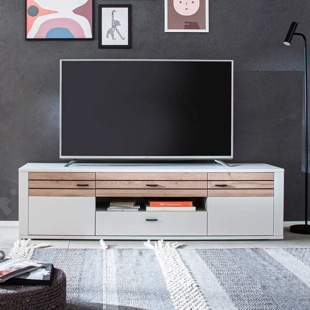 Wohnen Sideboards & Kommoden|Tv & Hifi-Möbel*TV Unterschrank in Lichtgrau mit Wildeiche - Ballina