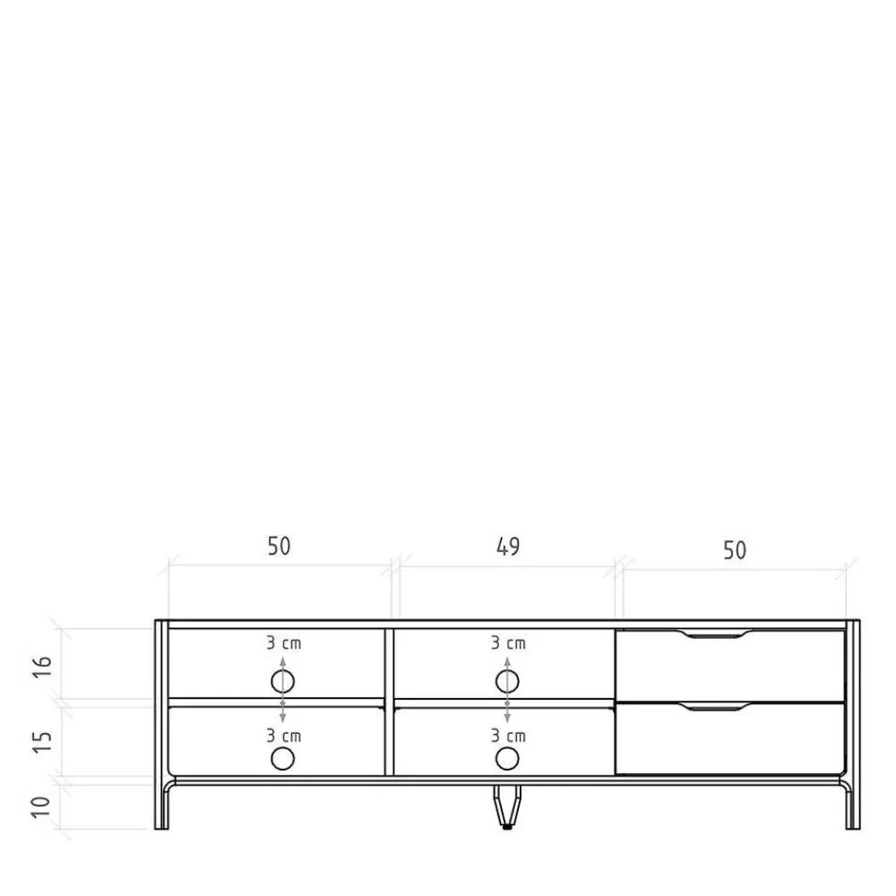 Wohnen TV Unterschrank mit vier Fächern und zwei Schubladen - Laida