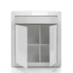 Wohnen Wohnwände|Wohnwand*TV Wand in Weiß Hochglanz Mextra mit Dekor Beton Optik (vierteilig)