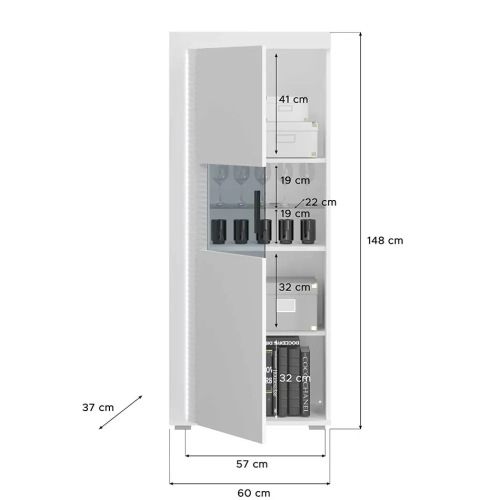 Wohnen Wohnzimmerschränke*TV Wohnkombination hochglänzend in Weiß - Gomata (vierteilig)