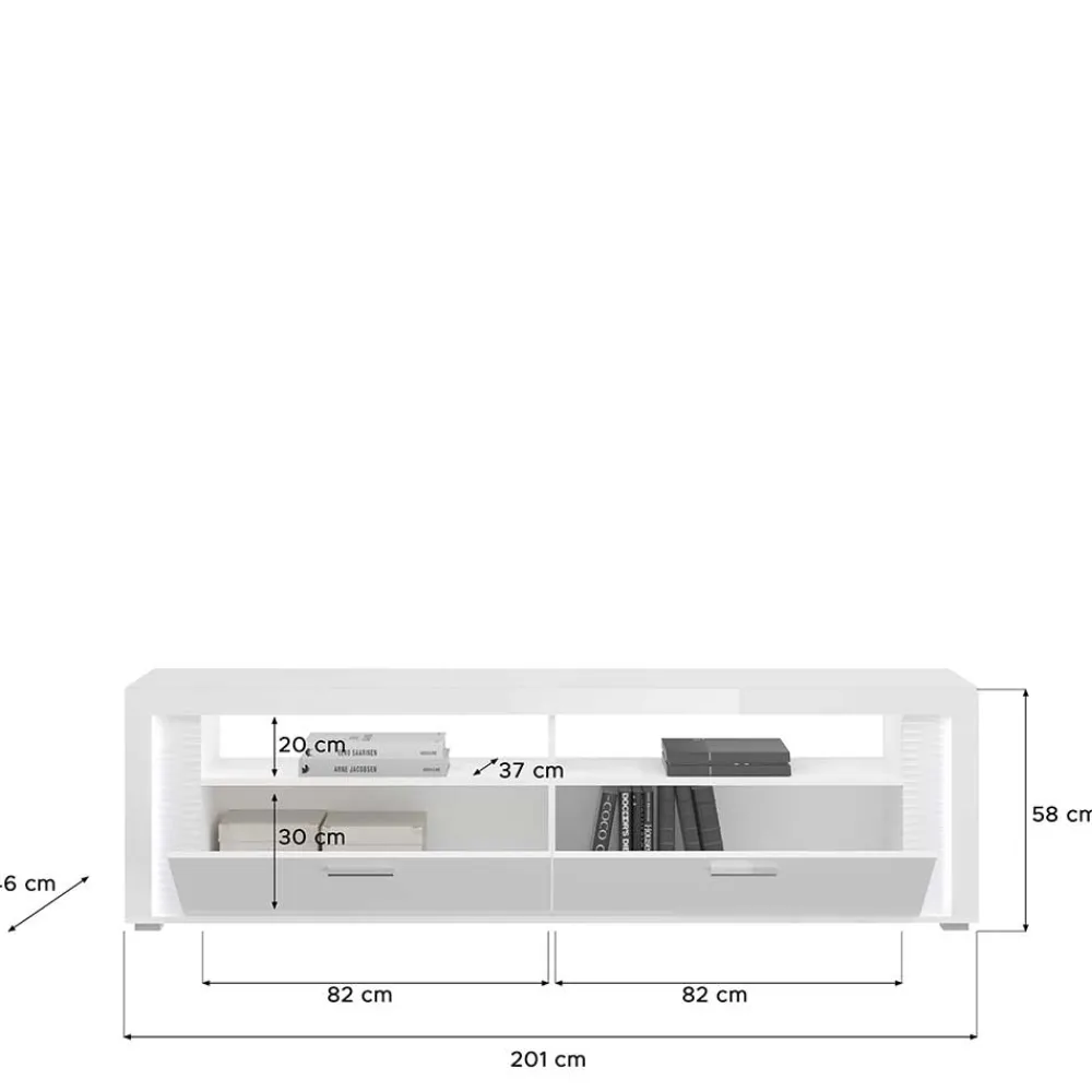 Wohnen Wohnzimmerschränke*TV Wohnkombination hochglänzend in Weiß - Gomata (vierteilig)