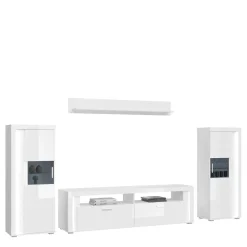 Wohnen Wohnzimmerschränke*TV Wohnkombination hochglänzend in Weiß - Gomata (vierteilig)