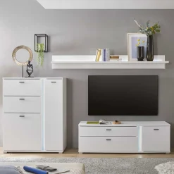 Wohnen TV Wohnwand beleuchtet Möbelset - Tirol (dreiteilig)