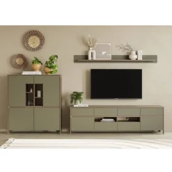 Wohnen TV Wohnwand in Eukalyptus und Eiche Optik - Promo (dreiteilig)