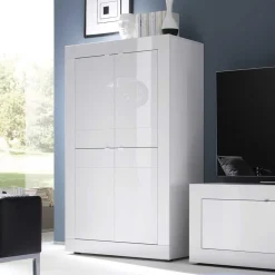 Wohnen TV Wohnwand in Hochglanz Weiß - Sogno (dreiteilig)