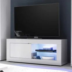 Wohnen TV Wohnwand in Hochglanz Weiß - Sogno (dreiteilig)