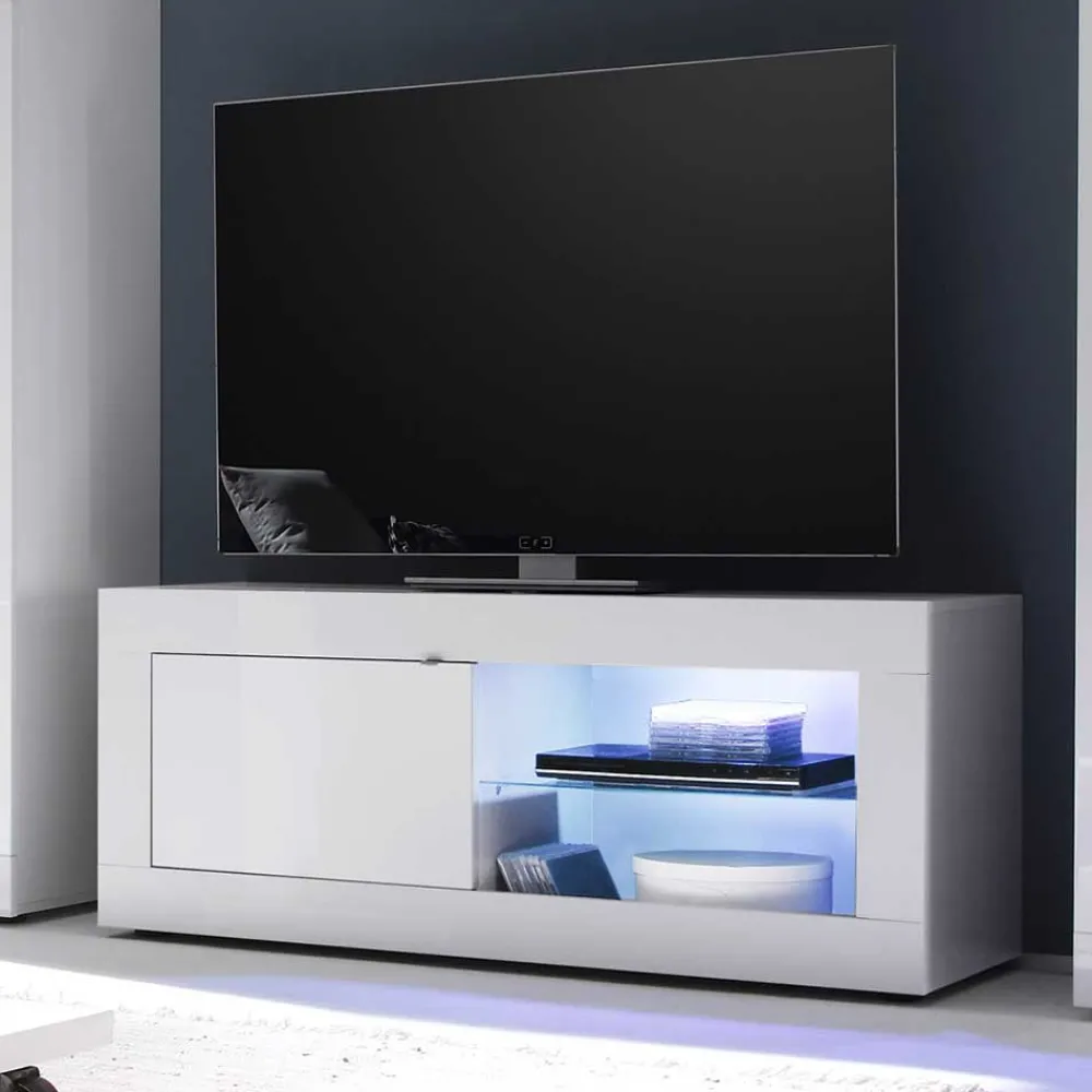 Wohnen TV Wohnwand in Hochglanz Weiß - Sogno (dreiteilig)