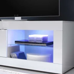 Wohnen TV Wohnwand in Hochglanz Weiß - Sogno (dreiteilig)