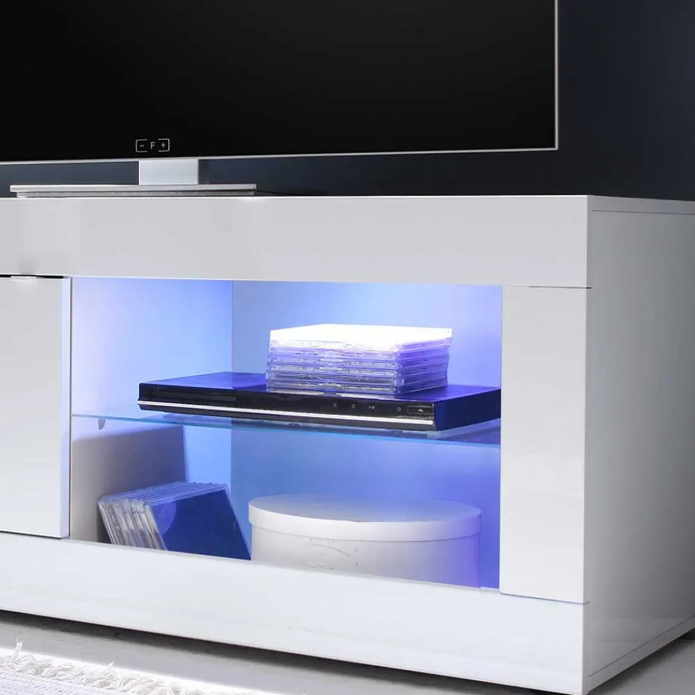 Wohnen TV Wohnwand in Hochglanz Weiß - Sogno (dreiteilig)