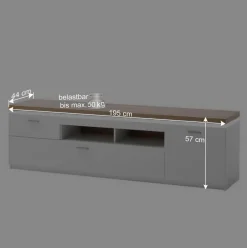 Wohnen Wohnwände|Wohnwand*TV Wohnwand in Weiß & Dekor Wildeiche - Caldri (dreiteilig)