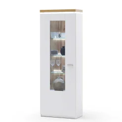 Wohnen Wohnwände|Wohnwand*TV Wohnwand in Weiß & Dekor Wildeiche - Caldri (dreiteilig)