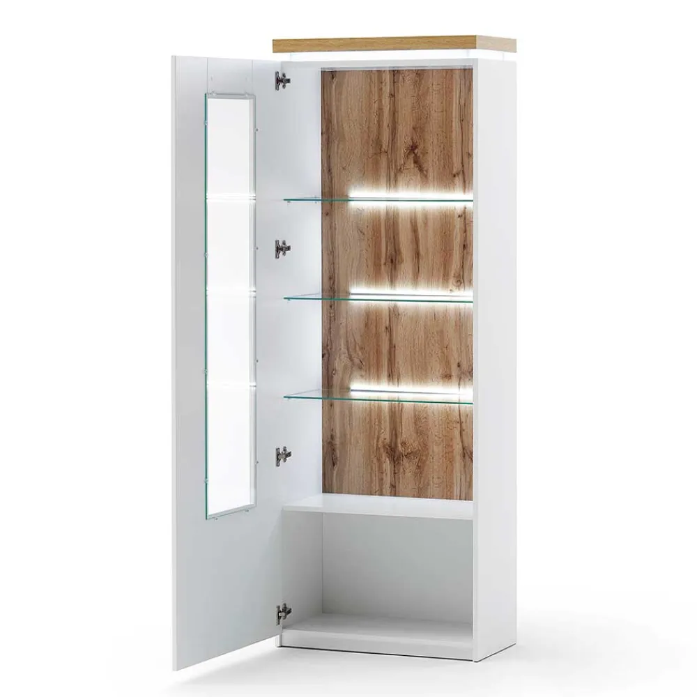 Wohnen Wohnwände|Wohnwand*TV Wohnwand in Weiß & Dekor Wildeiche - Caldri (dreiteilig)