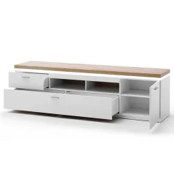 Wohnen Wohnwände|Wohnwand*TV Wohnwand in Weiß & Dekor Wildeiche - Caldri (dreiteilig)