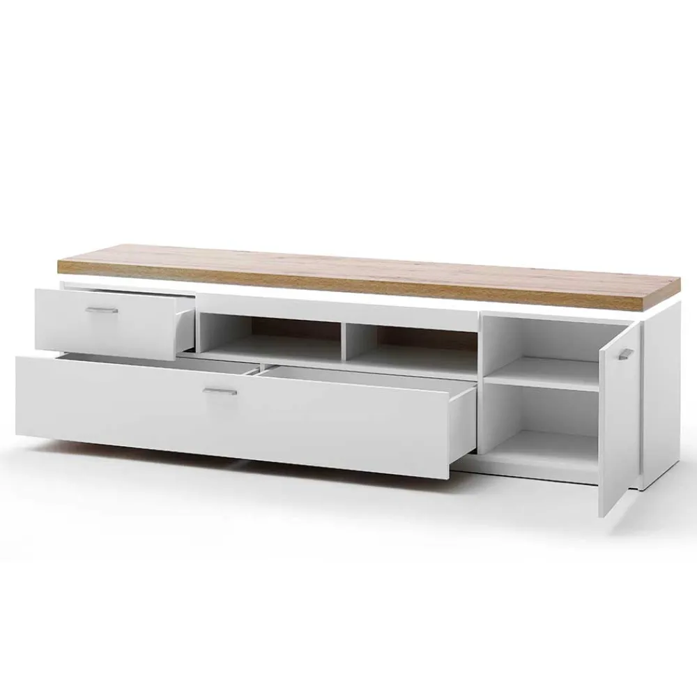 Wohnen Wohnwände|Wohnwand*TV Wohnwand in Weiß & Dekor Wildeiche - Caldri (dreiteilig)