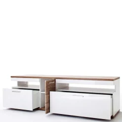 Wohnen TV Wohnwand in Weiß & Eiche - Icadro (vierteilig)