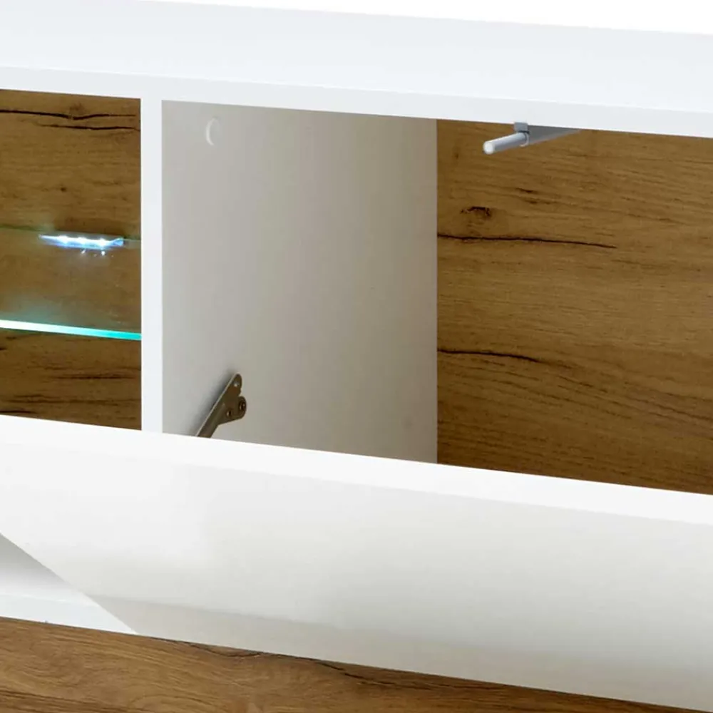 Wohnen TV Wohnwand in Weiß & Wildeiche - Myrda (vierteilig)