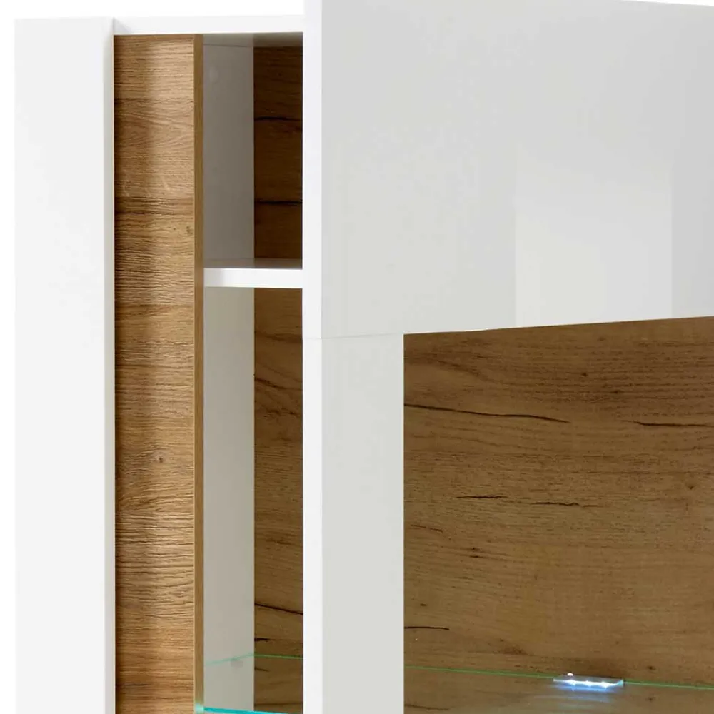 Wohnen TV Wohnwand in Weiß & Wildeiche - Myrda (vierteilig)