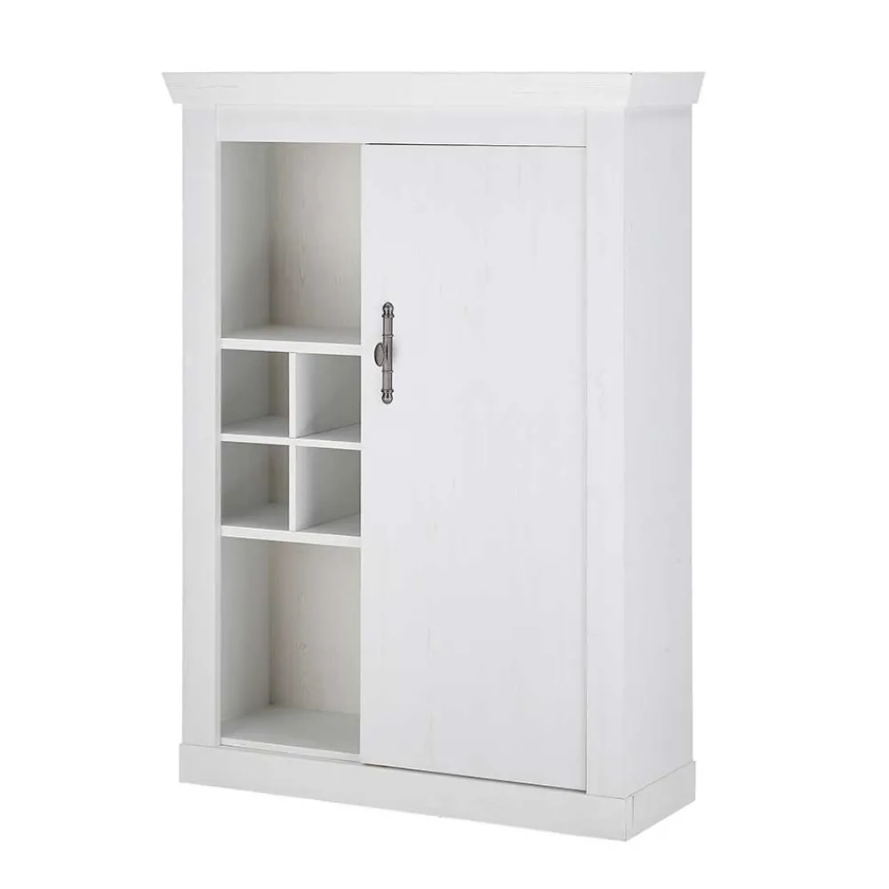 Wohnen TV Wohnwand in weißer Holzoptik Pinie - Liancos (vierteilig)