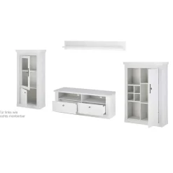 Wohnen TV Wohnwand in weißer Holzoptik Pinie - Liancos (vierteilig)