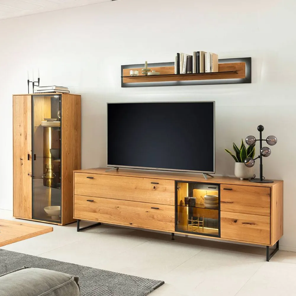 Wohnen TV Wohnwand in Wildeiche teilmassiv - Drinidad (dreiteilig)