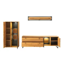 Wohnen TV Wohnwand in Wildeiche teilmassiv - Drinidad (dreiteilig)