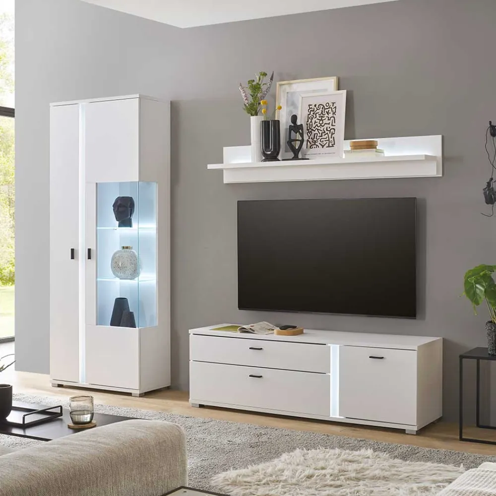 Wohnen TV Wohnwand Kombi mit Licht - Tirol (dreiteilig)