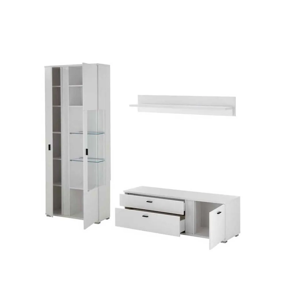 Wohnen TV Wohnwand Kombi mit Licht - Tirol (dreiteilig)