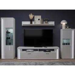 Wohnen Wohnwände|Wohnwand*TV Wohnwand Möbel mit LED Set - Gomata (vierteilig)