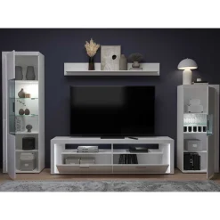 Wohnen Wohnwände|Wohnwand*TV Wohnwand Möbel mit LED Set - Gomata (vierteilig)